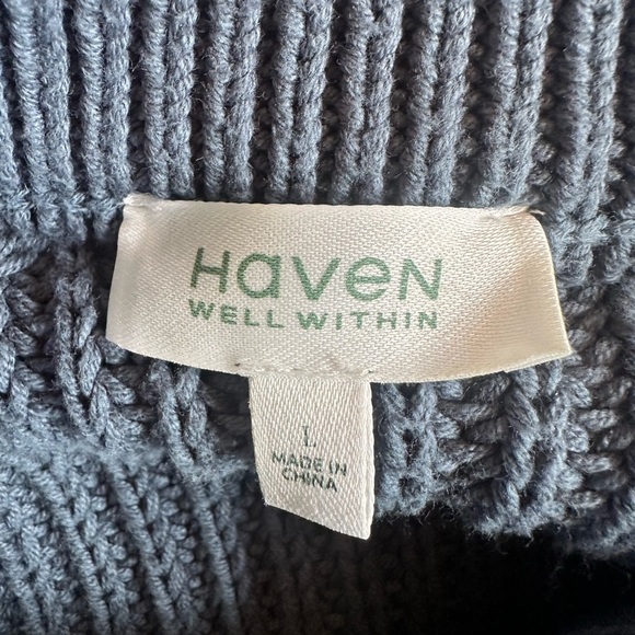 Haven Well Within Cotton Shaker Stitch Half Zip Blue/Gray Sweater Large EUC! - Picture 6 of 6